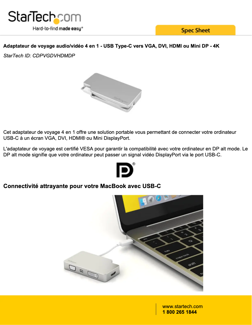 Página nº 1 - Manual de instrucciones StarTech.com CDPVGDVHDMDP