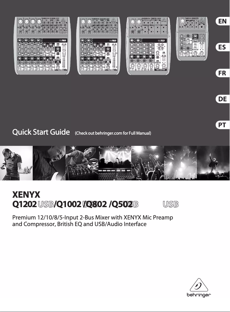 Imagen de la primera página del manual del dispositivo Xenyx QX1202USB