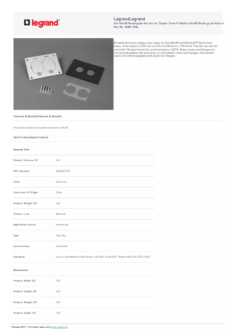 Imagen de la primera página del manual del dispositivo 828R-TCAL