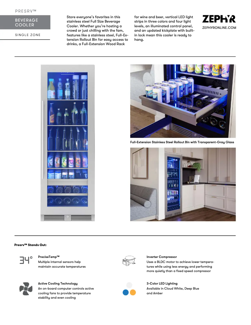 Página 1 del manual Ficha técnica Zephyr Presrv PRB24F01BG