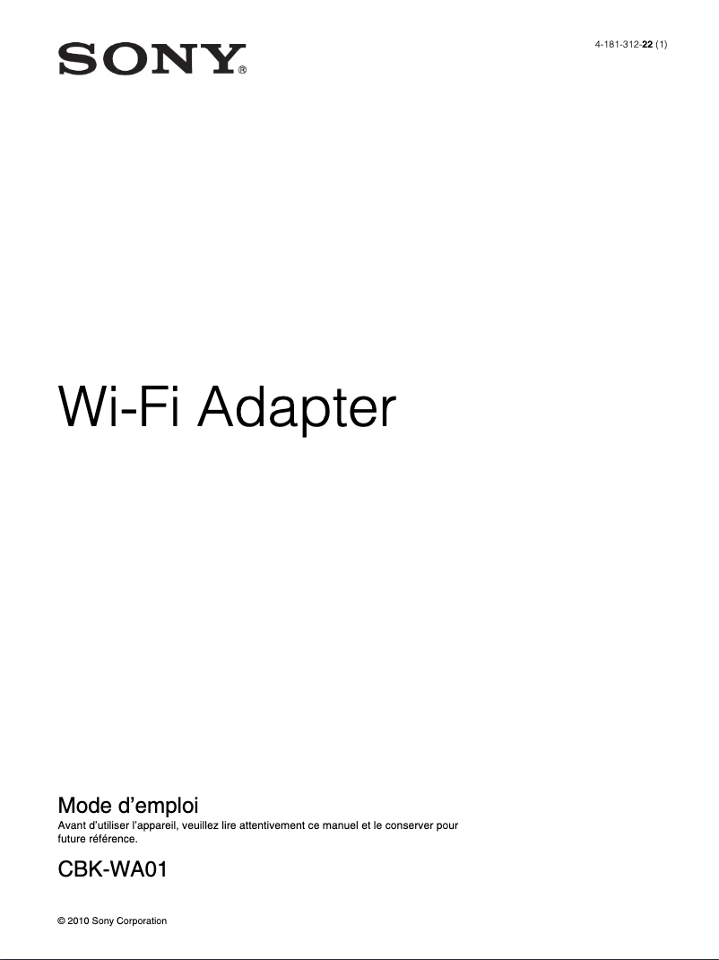 Página 1 del manual Manual de usuario Sony CBK-WA01