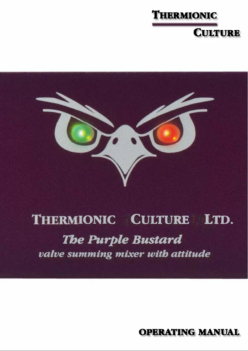 Página 1 del manual Manual de usuario Thermionic Culture The Purple Bustard