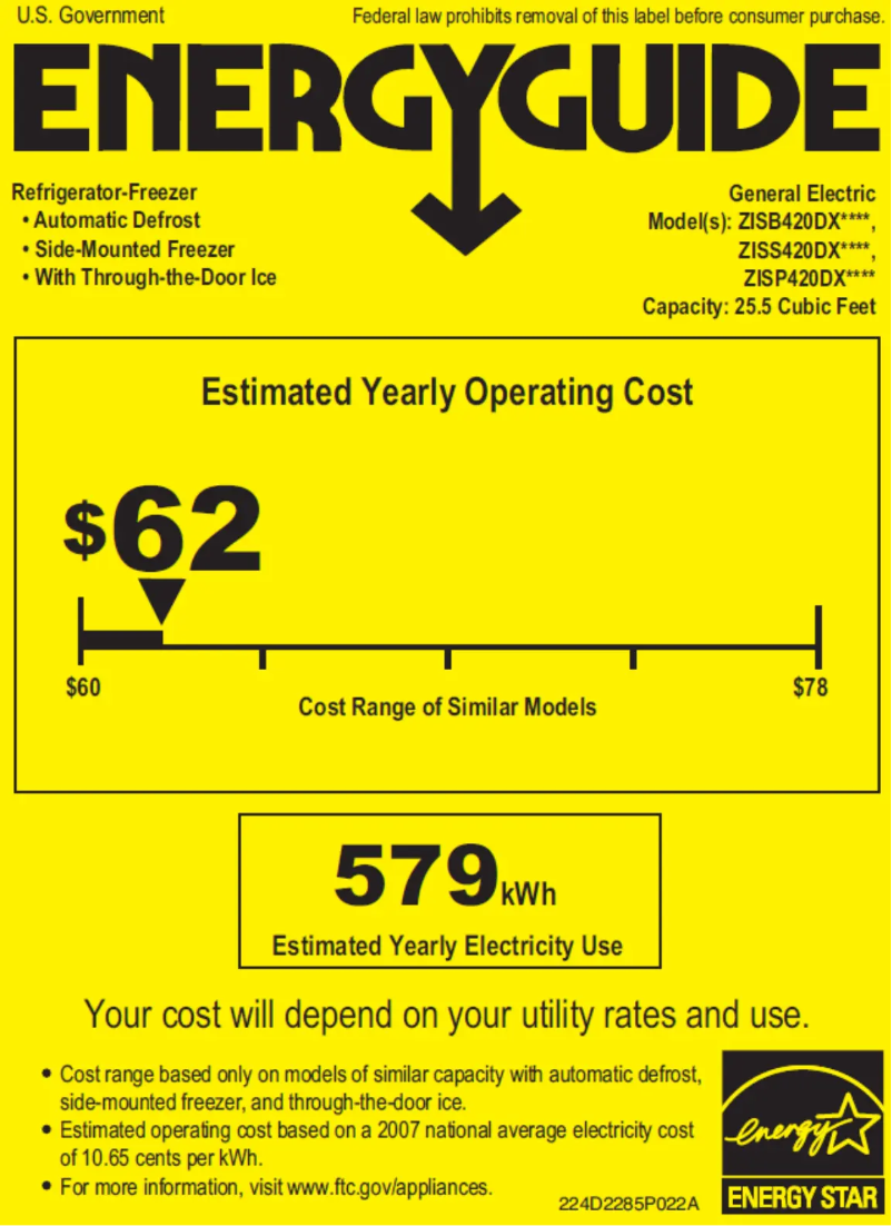 Página 1 del manual Etiqueta energética GE ZISP420DXSS