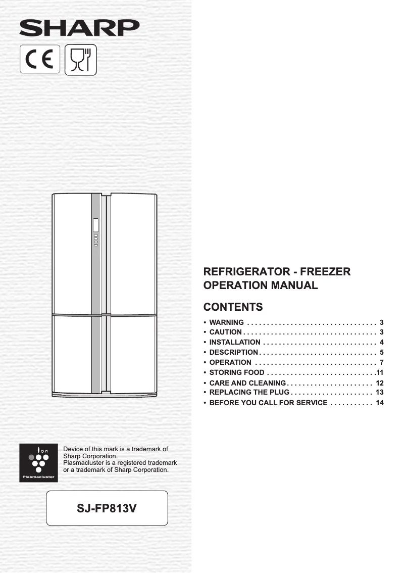 Imagen de la primera página del manual del dispositivo SJ-FP813V