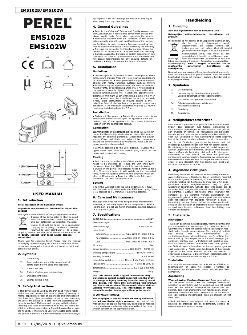 Página 1 del manual Manual de usuario Perel EMS102B