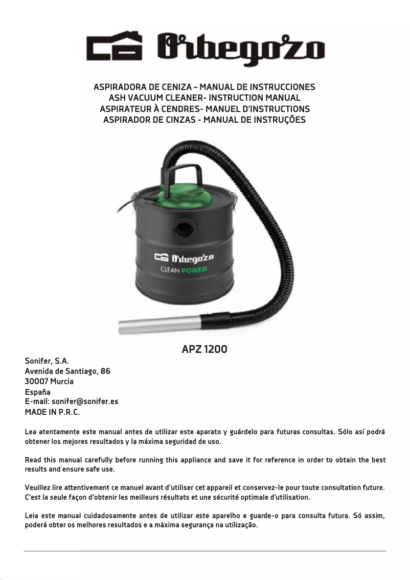 Página 1 del manual Manual de usuario Orbegozo APZ 1200