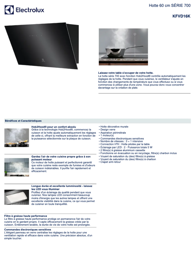 Página 1 del manual Ficha técnica Electrolux KFVD16K