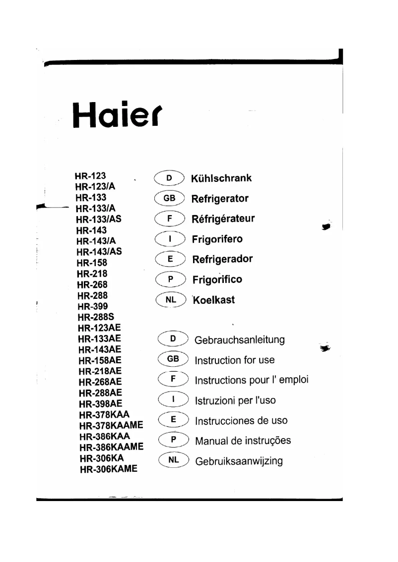 Imagen de la primera página del manual del dispositivo HR-386KAAME
