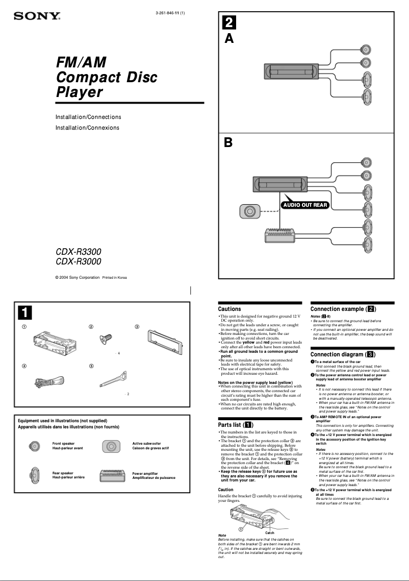 Imagen de la primera página del manual del dispositivo CDX-R3000