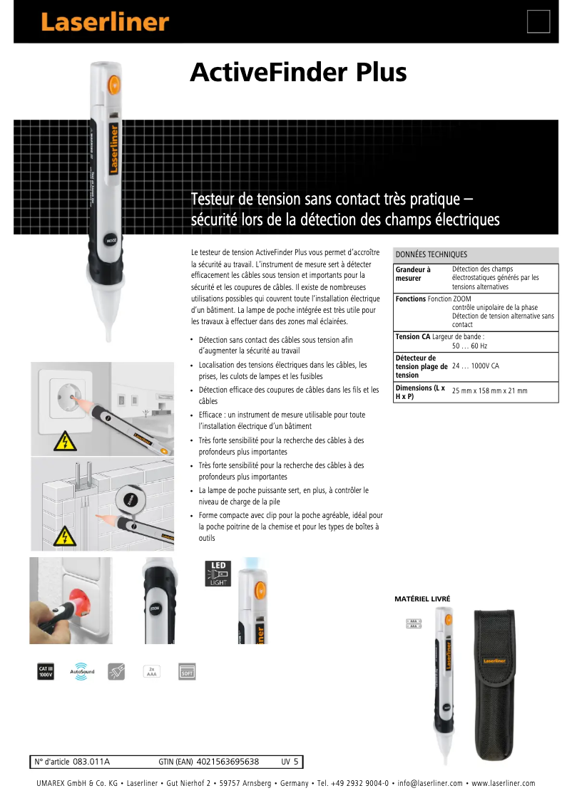 Imagen de la primera página del manual del dispositivo ActiveFinder Plus