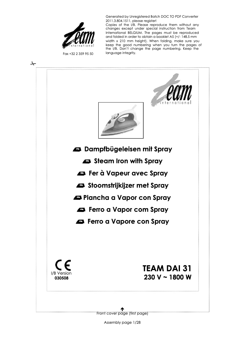 Página 1 del manual Manual de usuario Team DAI 31