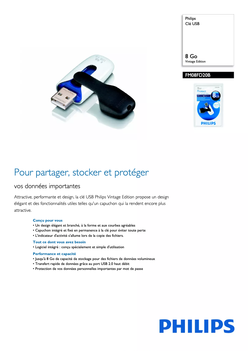 Página 1 del manual Ficha técnica Philips FM08FD20B