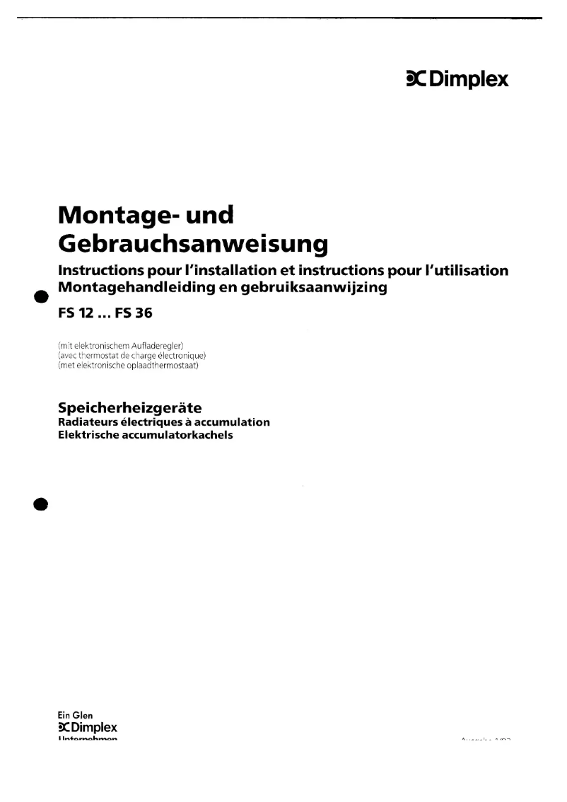 Página nº 1 - Manual de usuario Dimplex FS 36