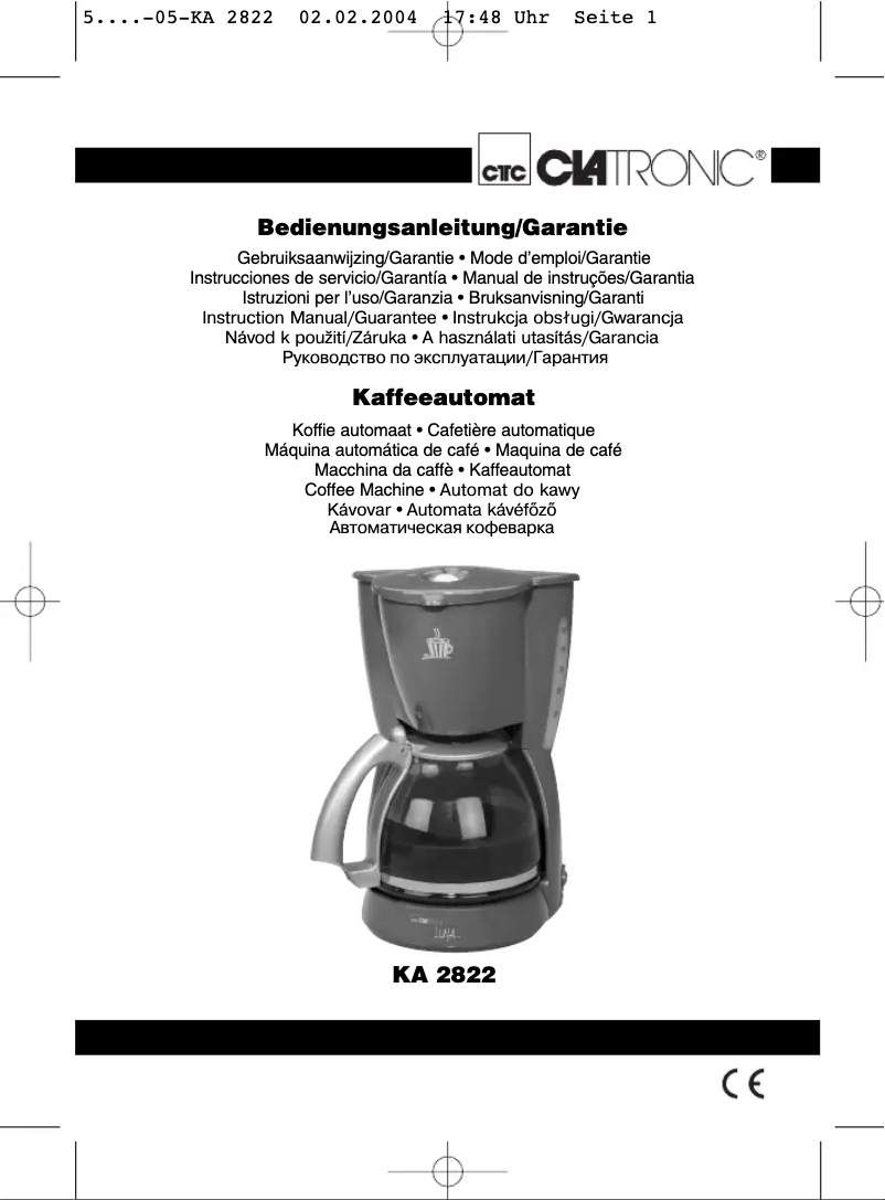 Página 1 del manual Manual de usuario Clatronic KA 2822