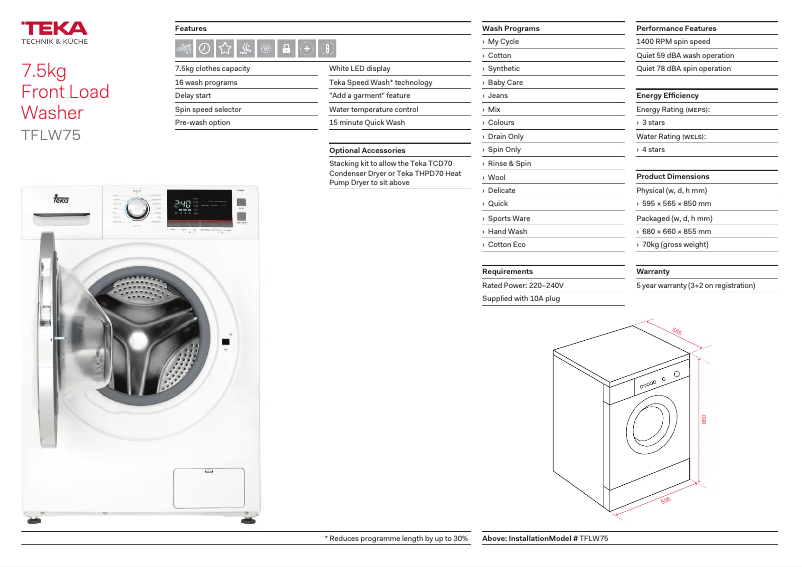 Imagen de la primera página del manual del dispositivo TFLW75