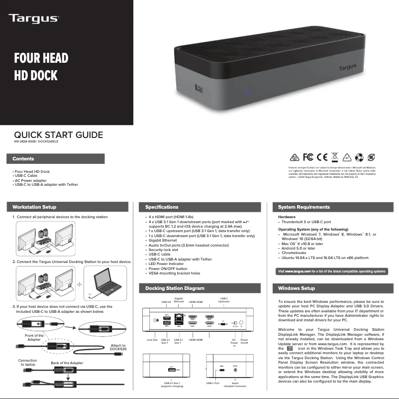 Imagen de la primera página del manual del dispositivo DOCK520EUZ