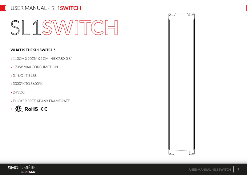 Página 1 del manual Manual de usuario DMG Lumière SL1 Switch