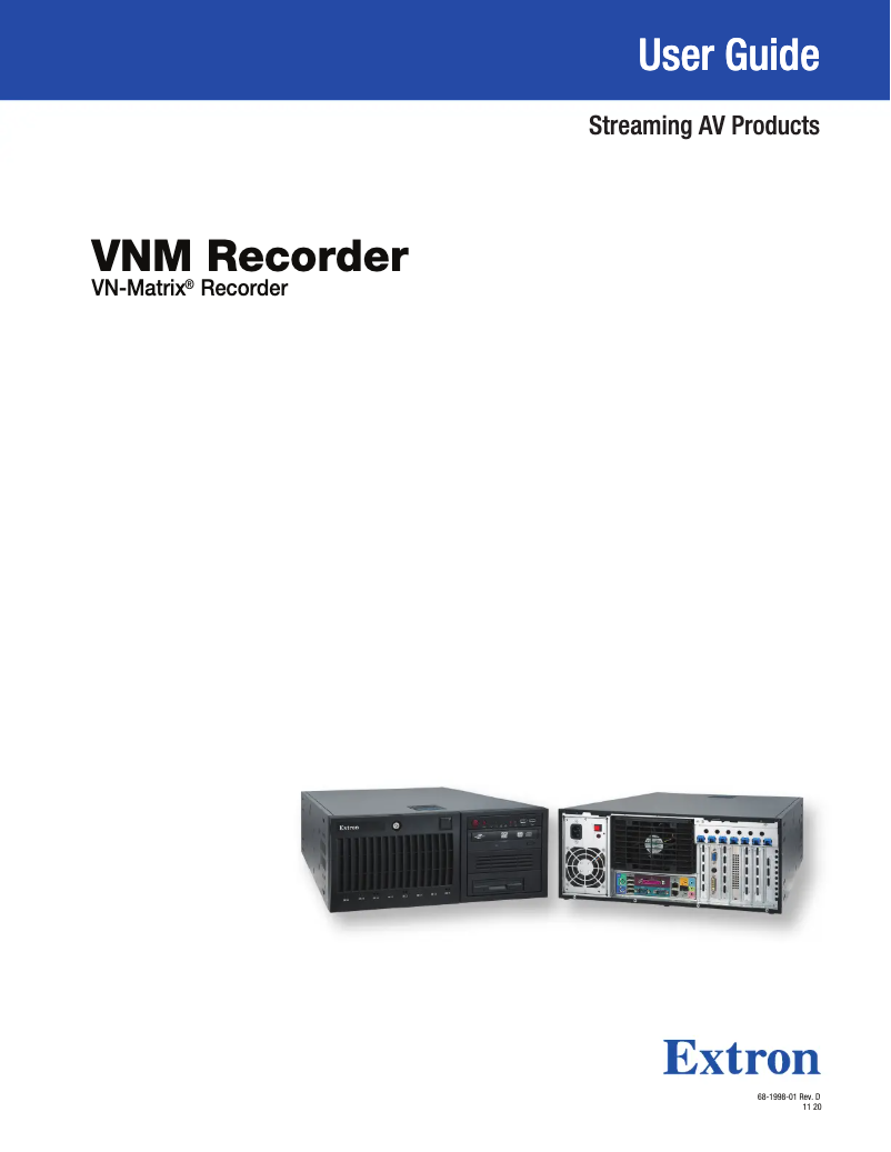 Página 1 del manual Manual de usuario Extron VNM Recorder