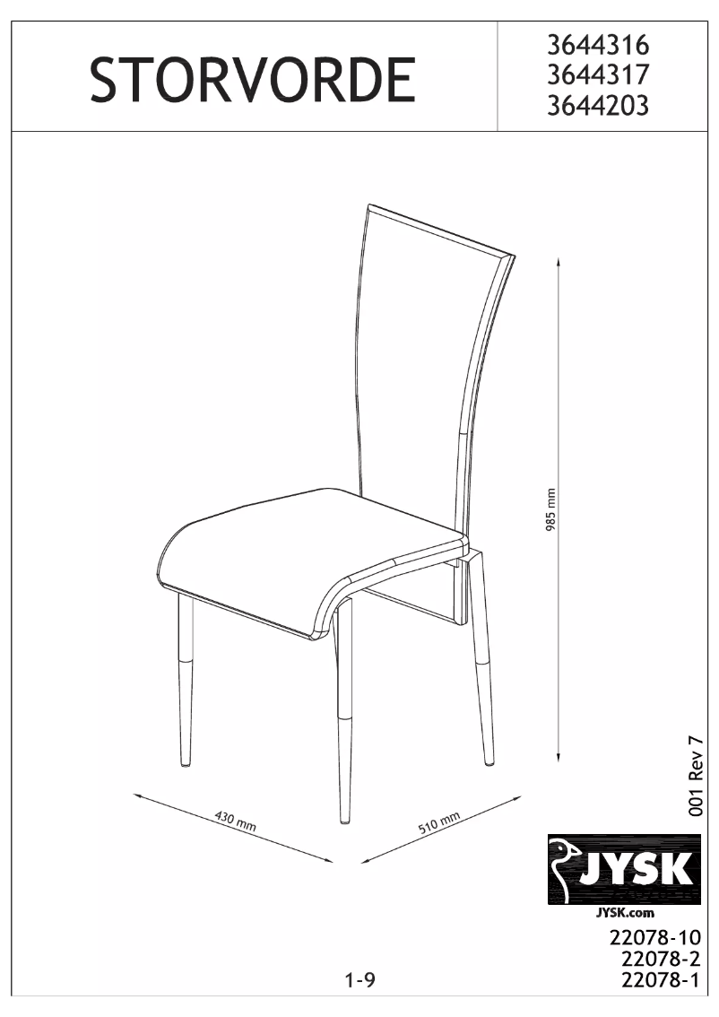Página nº 1 - Manual de usuario JYSK Storvorde