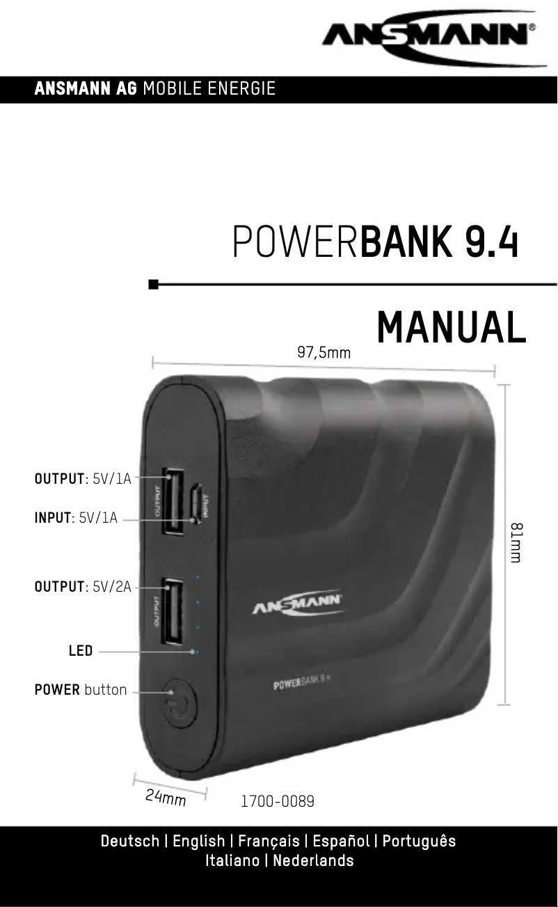 Imagen de la primera página del manual del dispositivo Powerbank 9.4