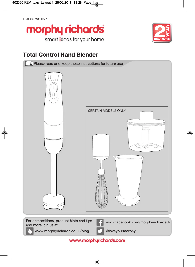 Página 1 del manual Manual de usuario Morphy Richards 402061