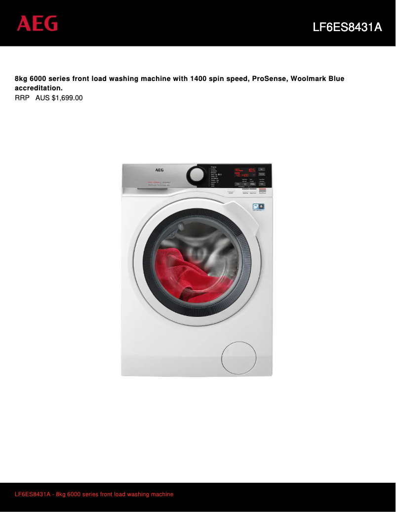 Página 1 del manual Ficha técnica AEG LF6ES8431A