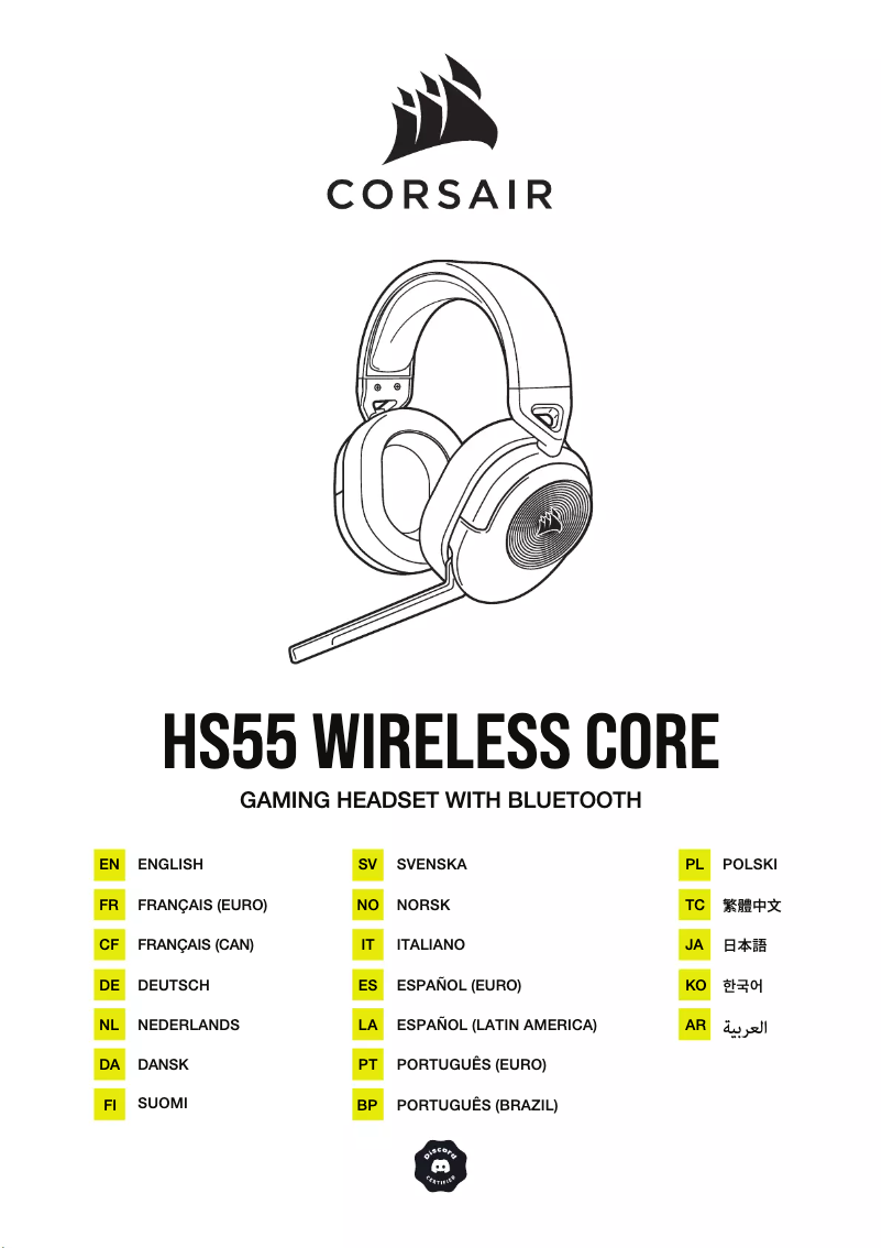 Página 1 del manual Manual de instrucciones Corsair HS55 Wireless Core
