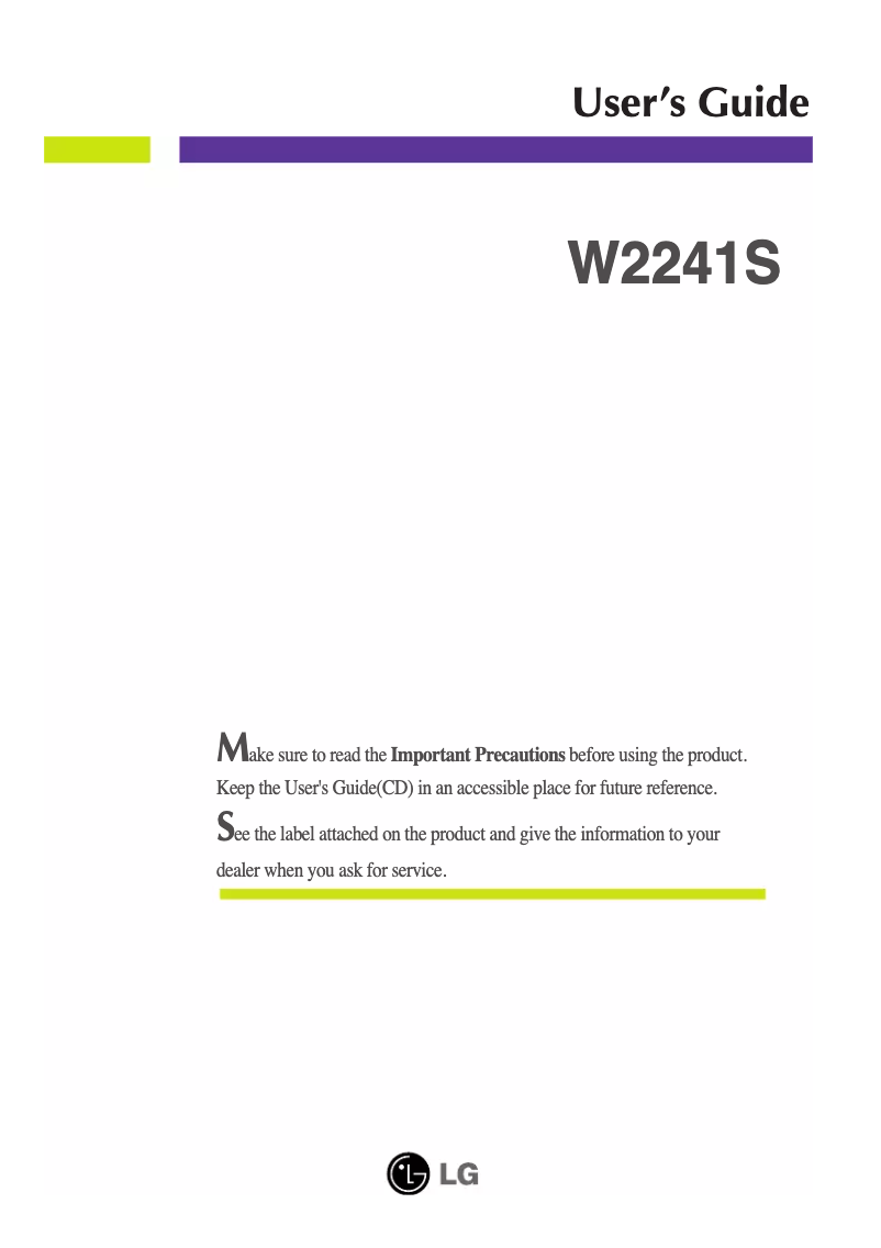 Imagen de la primera página del manual del dispositivo W2241S