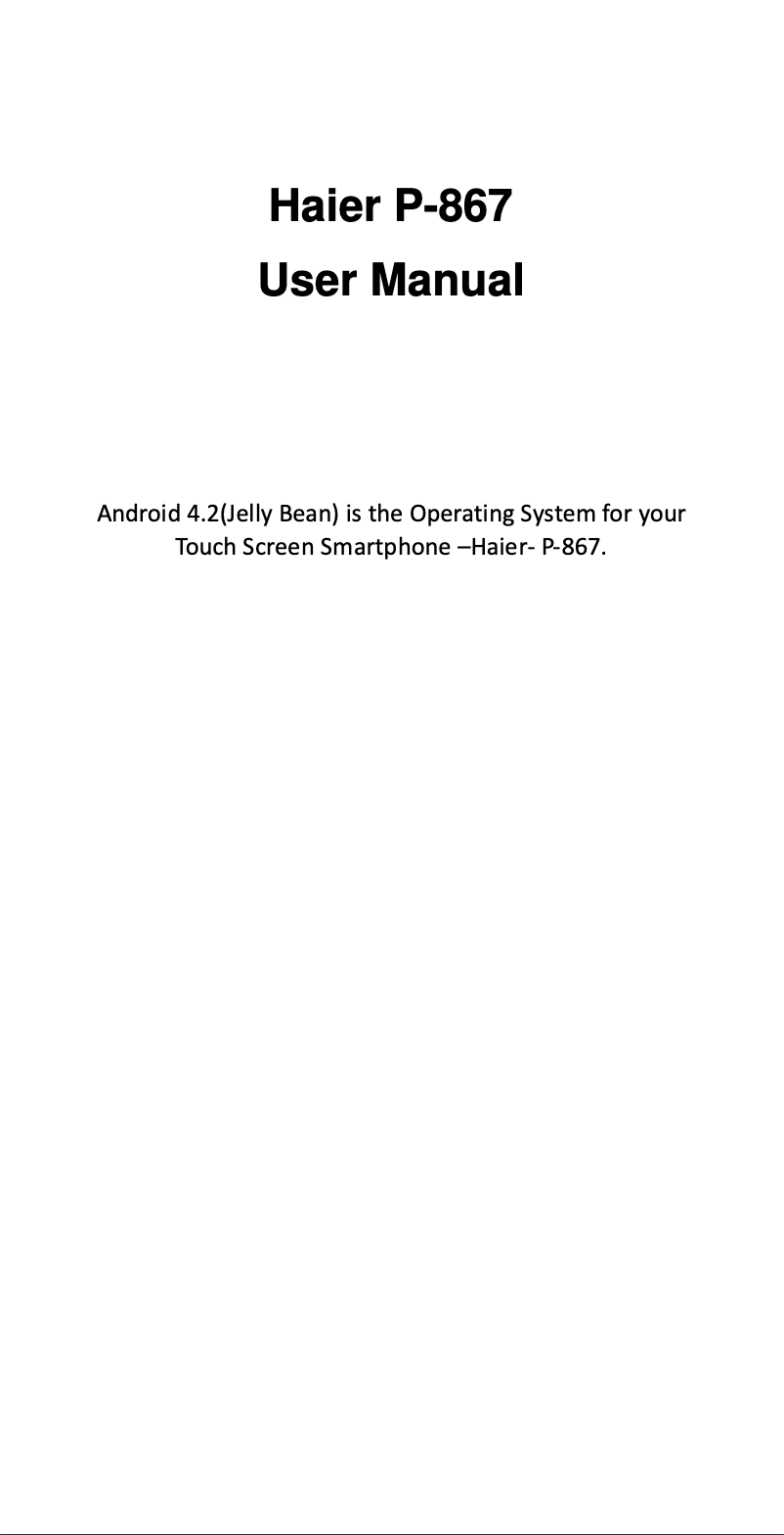 Página 1 del manual Manual de usuario Haier P-867