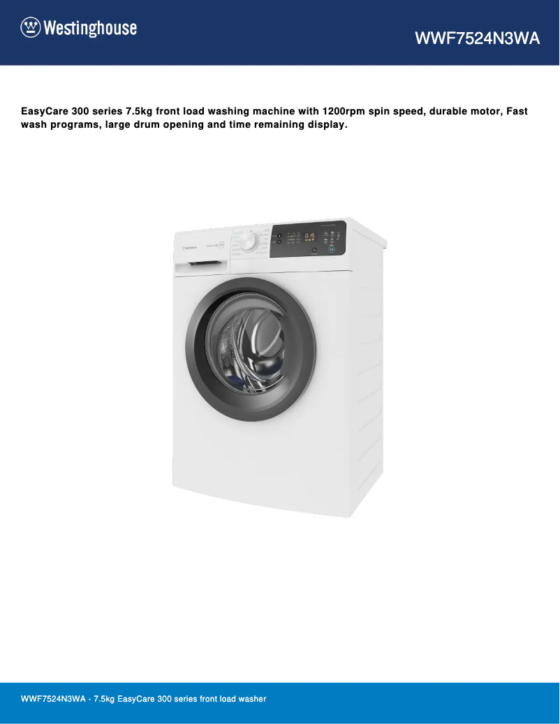 Imagen de la primera página del manual del dispositivo WWF7524N3WA