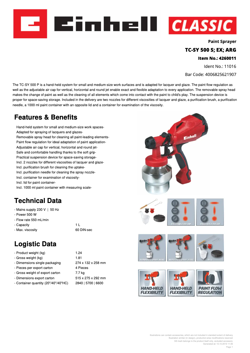 Imagen de la primera página del manual del dispositivo TC-SY 500 S
