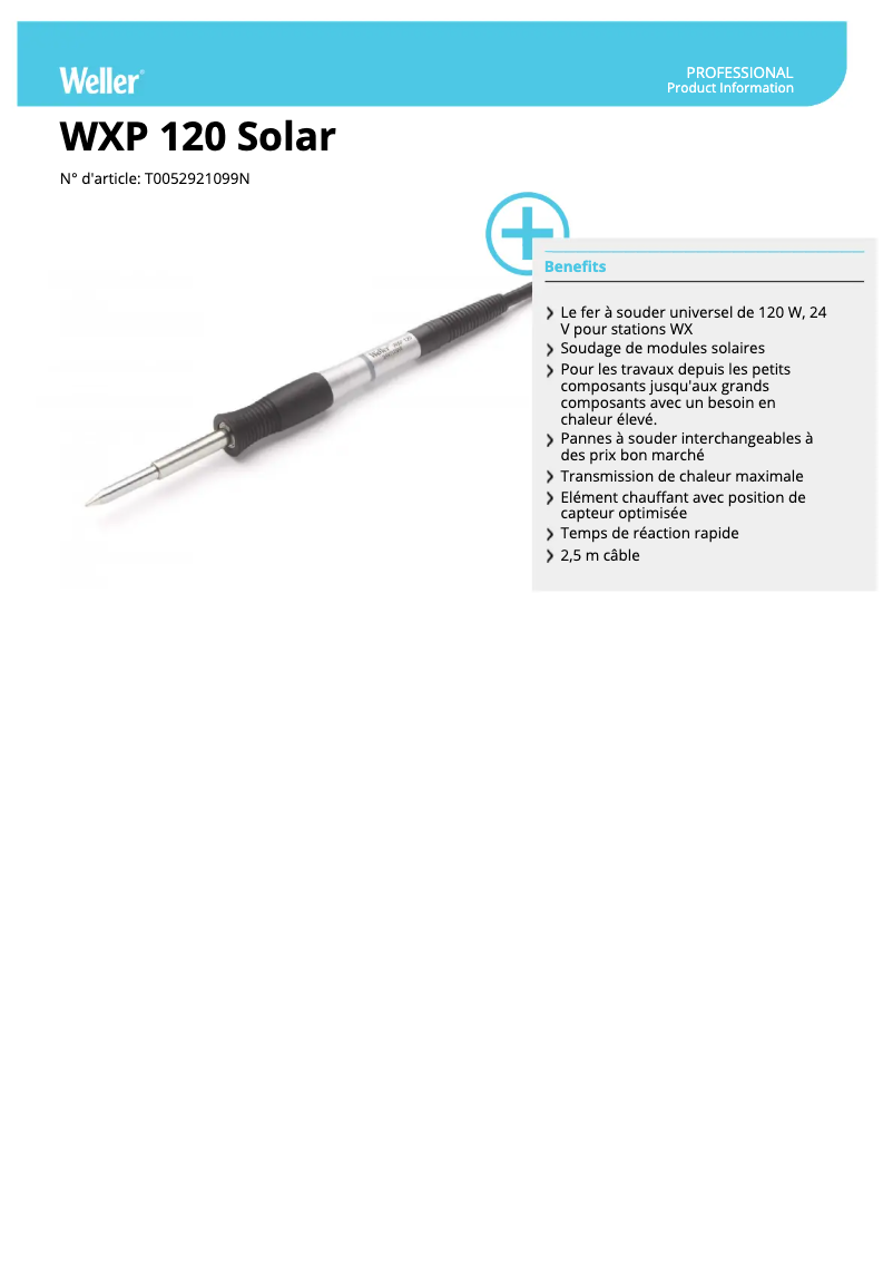 Imagen de la primera página del manual del dispositivo WXP 120 Solar