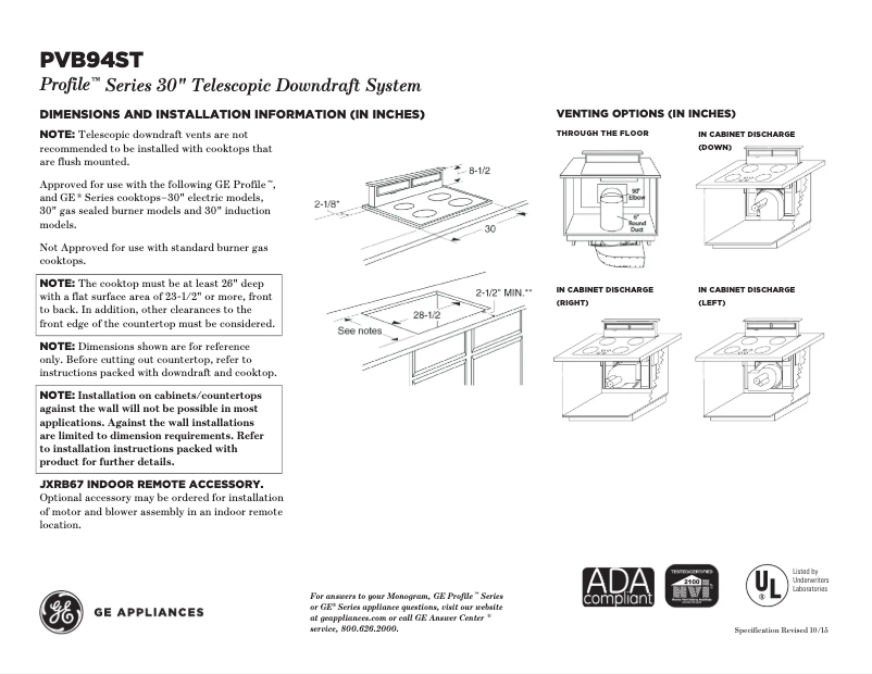 Imagen de la primera página del manual del dispositivo Profile PVB94STSS