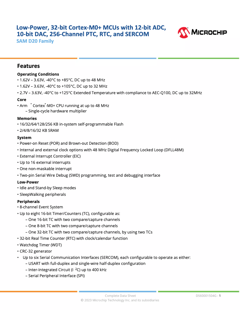 Página nº 1 - Manual de usuario Microchip ATSAMD20J18