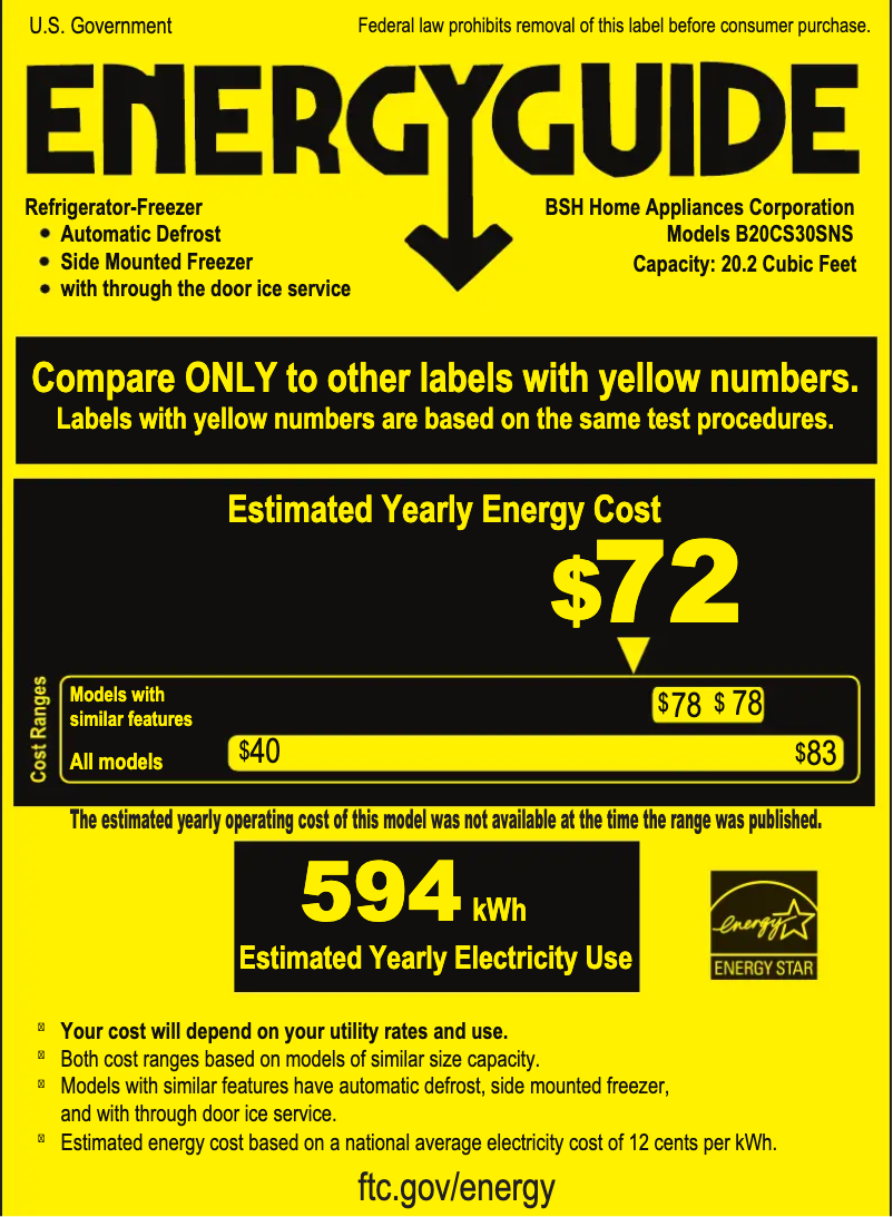 Página nº 1 - Etiqueta energética Bosch B20CS30SNS