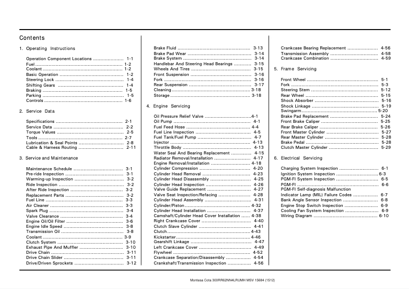Imagen de la primera página del manual del dispositivo Montesa Cota 301RR (2016)