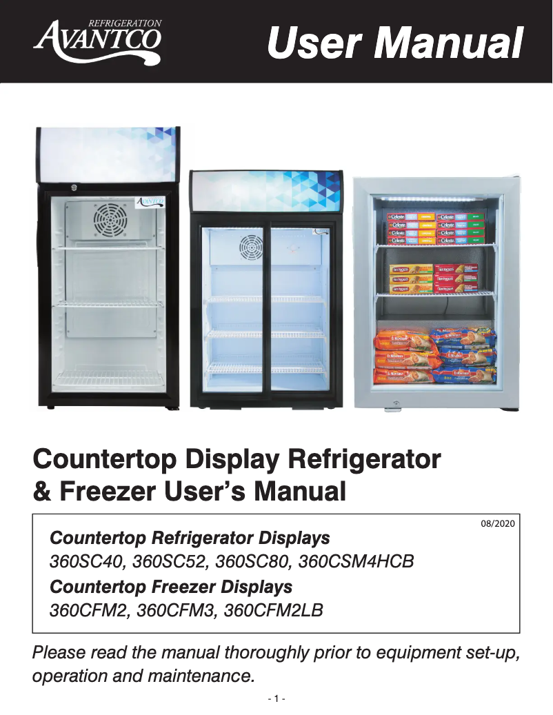 Página 1 del manual Manual de usuario Avantco SC-52