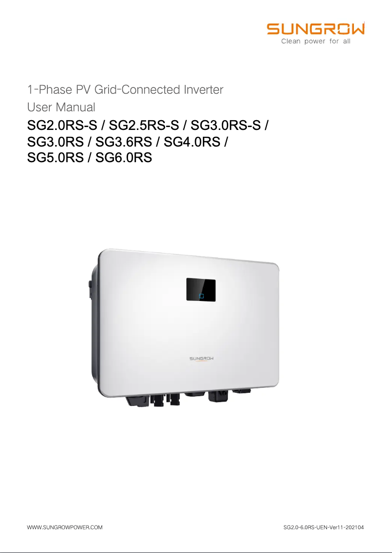 Imagen de la primera página del manual del dispositivo SG5.0RS