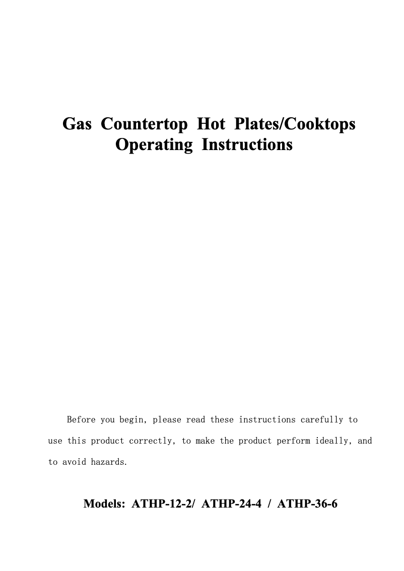 Página nº 1 - Manual de usuario Atosa CookRite ATHP-12-2