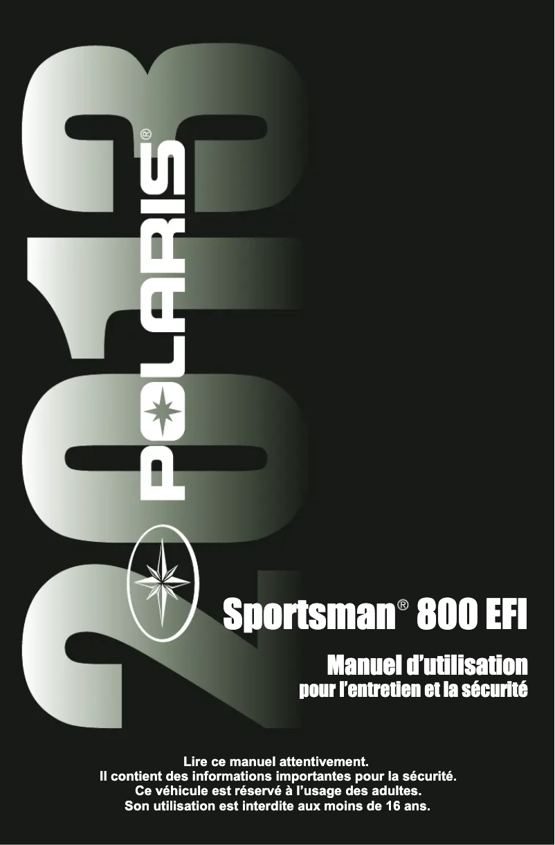 Imagen de la primera página del manual del dispositivo Sportsman 800 EFI (2013)