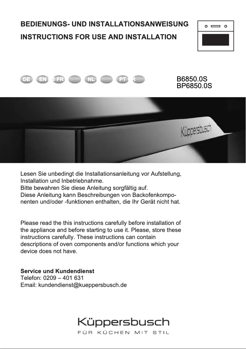 Imagen de la primera página del manual del dispositivo B6850.0S