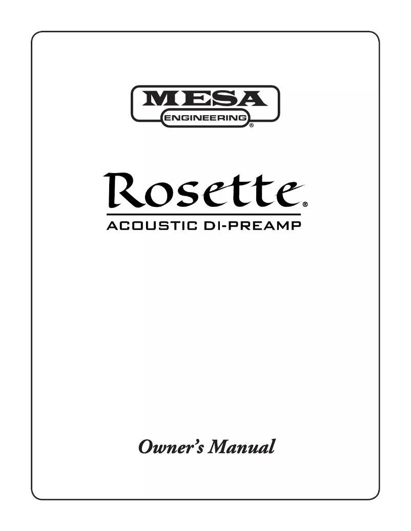 Página 1 del manual Manual de usuario Mesa Boogie Rosette