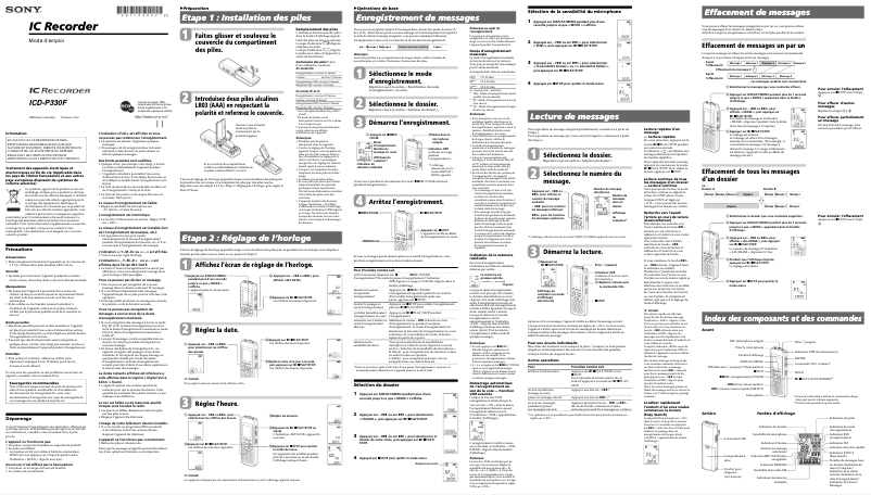 Imagen de la primera página del manual del dispositivo ICD-P330F