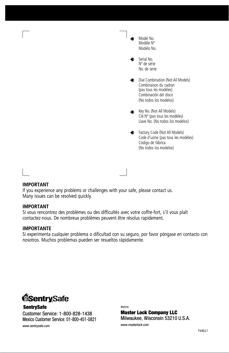 Página nº 1 - Manual de usuario SentrySafe SFW123CS