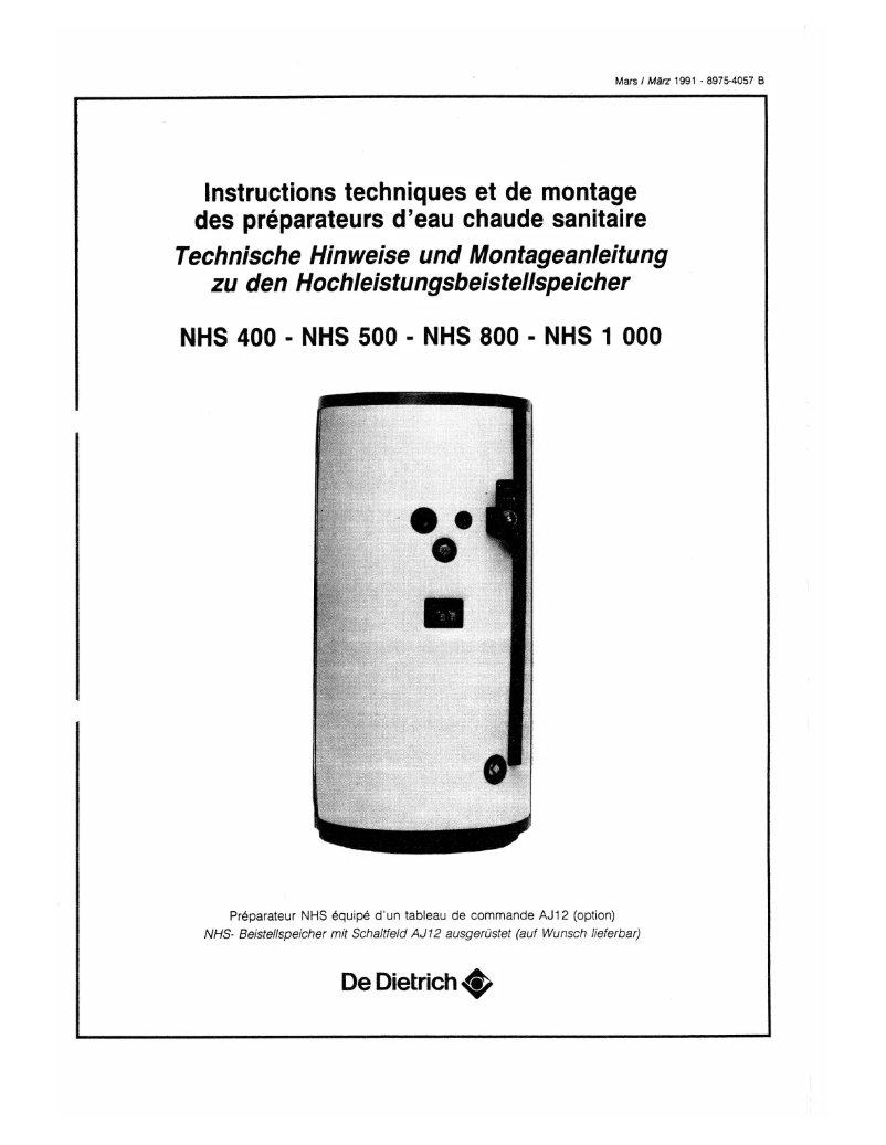 Página 1 del manual Manual de usuario De Dietrich NHS 400