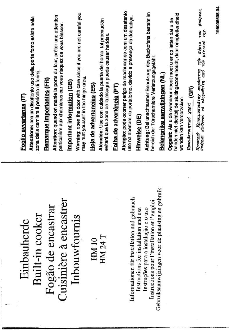 Imagen de la primera página del manual del dispositivo HM 24 T