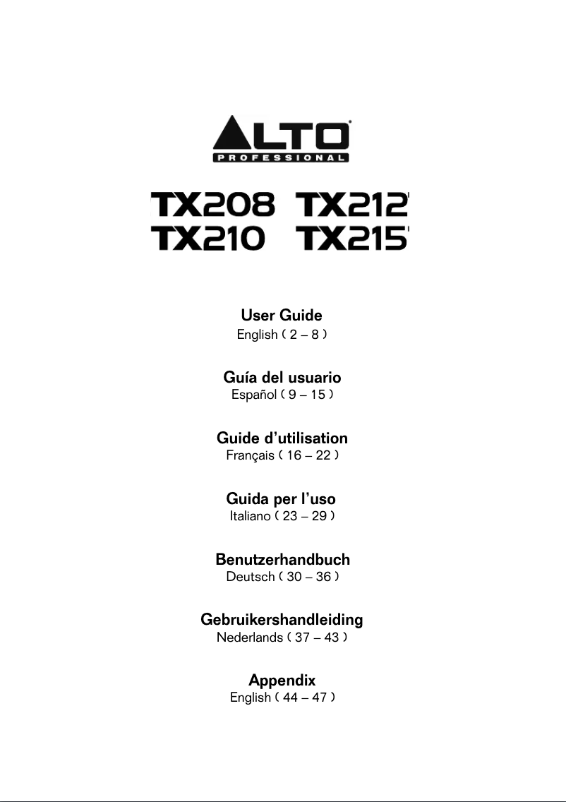 Página nº 1 - Manual de usuario Alto TX210