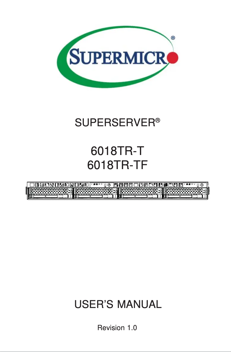 Imagen de la primera página del manual del dispositivo SuperServer 6018TR-T