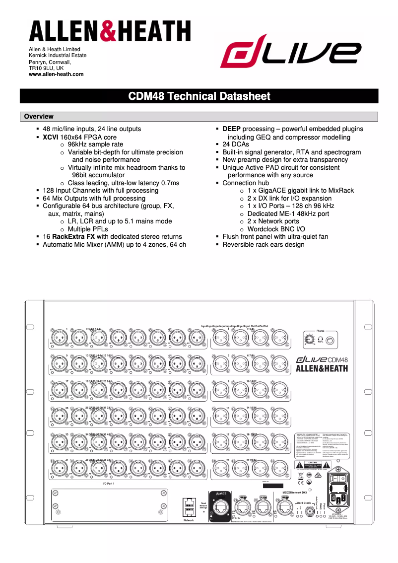 Imagen de la primera página del manual del dispositivo dLive CDM48