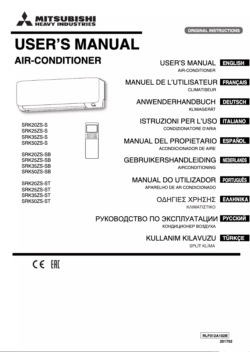 Página 1 del manual Manual de usuario Mitsubishi SRK35ZS-ST